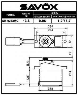 Savöx Servo SH-0262MG digital micro 0,06, 1,2kg